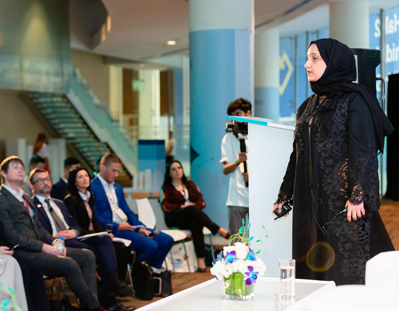 A speaker at a medical or health event in Dubai Science Park